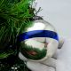 Blue Band Silver Round Glass Christmas Ornament