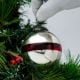 Red Band Silver Round Glass Christmas Ornament
