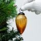 Vintage style Ribbed Amber Glass Christmas Ornament