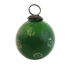 Vintage Green Glass Floral Pattern Christmas Ornament