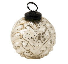 Silver Vintage Round Mercury Glass Christmas Ornament