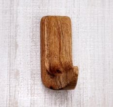 Small Natural Wooden No Drill Adheshive Wall Hook