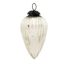 Silver Style Teardrop Mercury Glass Christmas Ornament