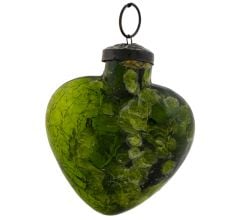 Green Heart Design Glass Christmas Ornament