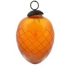 Amber Vintage Avocado Glass Christmas Ornament