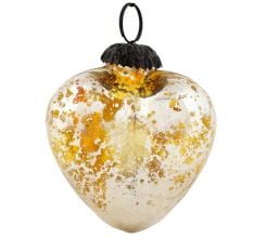 Antique Silver Heart Design Glass Christmas Ornament