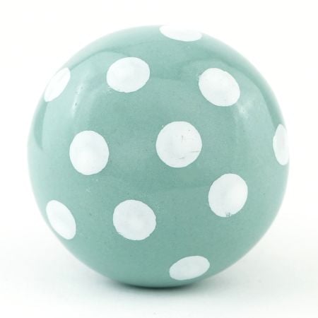 Light Green White Polka Ceramic Knob