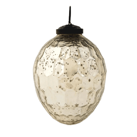Silver Vintage Avocado Shaped Glass Christmas Ornament