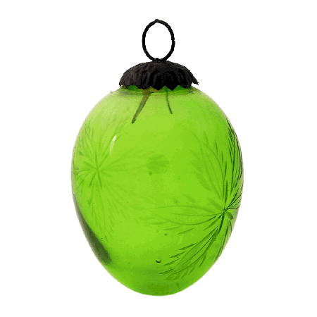 Vintage Green Cut Glass Christmas Bauble Hanging Ornament