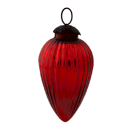 Red Almond Shape Christmas Glass Hanging