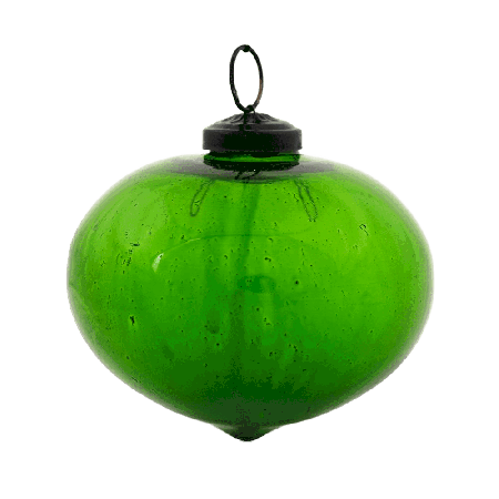 Green Vintage Glass Turnip Style Hanging Ornament