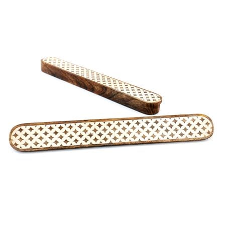 Wooden Drawer Handle with Geometric Inlay In Pair (18 Inch)