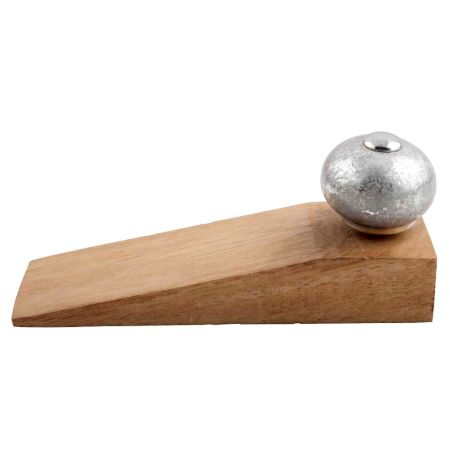 2 Pieces Silver Round Ceramic Wooden Door Stopper