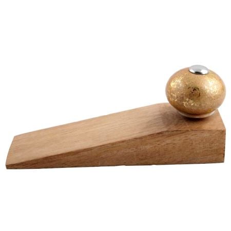 2 Pieces Golden Ceramic Wooden Door Stopper