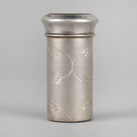 Handcrafted Silver Kumkum Box Cylindrical Storage Container