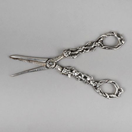 Handcrafted Pure Silver Grape Shears Vintage Fruit Scissors