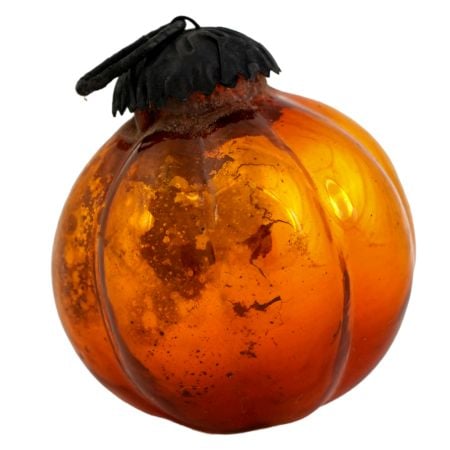 Vintage Style Amber Pumpkin Glass Ornament