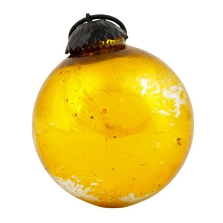 Vintage Style Yellow Round Glass Ornament