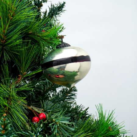 Silver Style Purple Stripe Mercury Glass Christmas Ornament