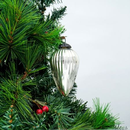 Silver Style Teardrop Mercury Glass Christmas Ornament