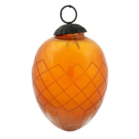 Amber Vintage Avocado Glass Christmas Ornament