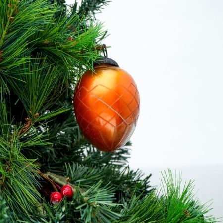 Amber Vintage Avocado Glass Christmas Ornament