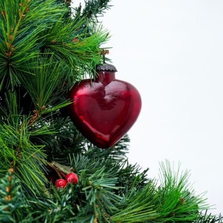 Red Vintage Heart Glass Christmas Ornament