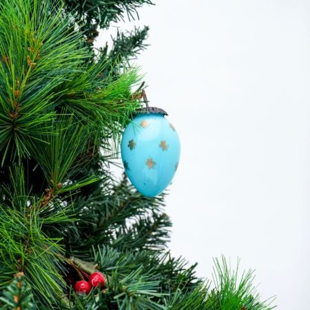 Turquoise Tiny Flower Glass Christmas Ornament