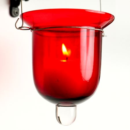 Red Glass Hanging Tealight Candle Holder