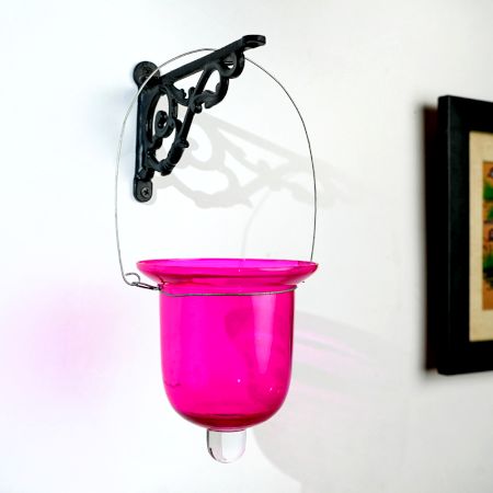Pink Glass Hanging Tealight Candle Holder
