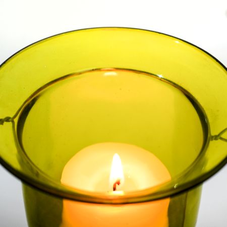 Yellow Glass Hanging Tealight Candle Holder