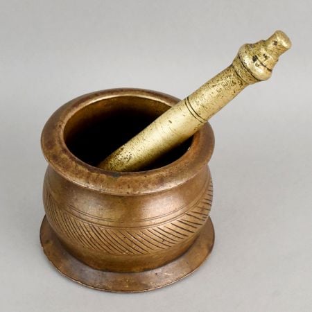 Handcrafted Brass Mortar and Pestle Traditional Khalbatta