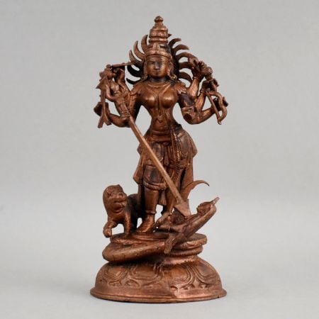 Handcrafted Copper Durga Mahishasura Mardini Idol Statue