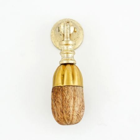 Natural Wooden Brass Drop Kitchen Cabinet Drawer Knob