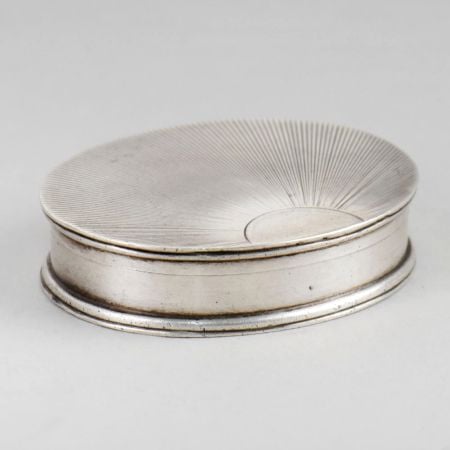 Vintage Silver Sunburst Engine Turned Trinket Box
