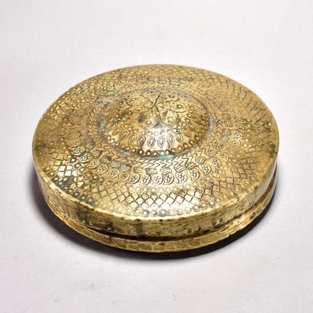 Rajasthani Art Handmade Brass Glass Round Box for Decoration