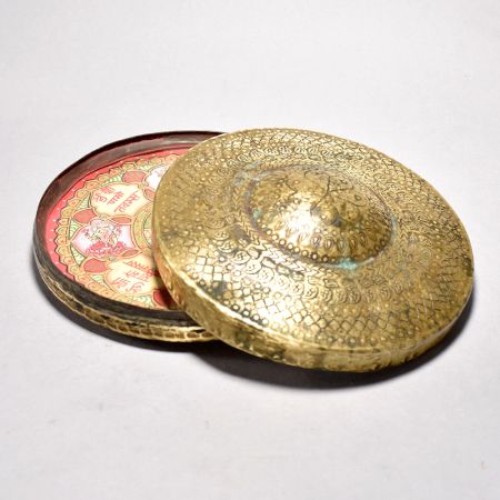 Rajasthani Art Handmade Brass Glass Round Box for Decoration