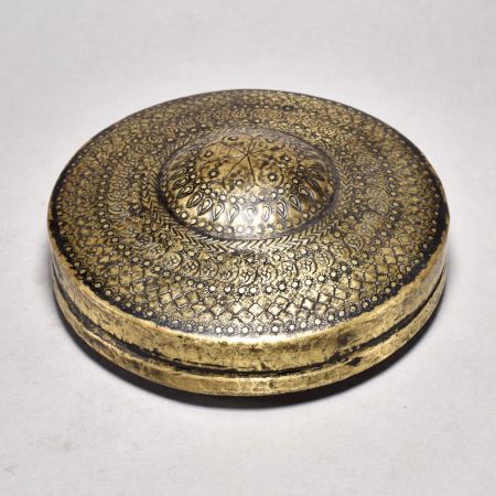 Handcrafted Brass and Glass Antique Finish Round Box for Collection
