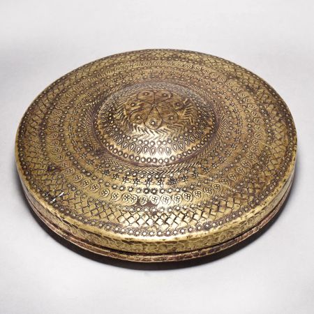 High-Quality Brass and Glass Round Box in Rajasthani Art