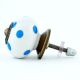 White Blue Polka Dots Ceramic Drawer Knob