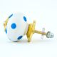 White Blue Polka Dots Ceramic Drawer Knob