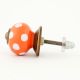 Orange White Polka Dotted Ceramic Knob