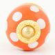 Orange White Polka Dotted Ceramic Knob