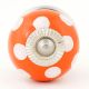 Orange White Polka Dotted Ceramic Knob