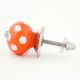Orange White Polka Dotted Ceramic Knob
