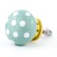 Light Green White Polka Ceramic Knob