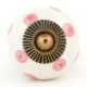 White Pink Dot Ceramic Drawer Knob