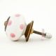 White Pink Dot Ceramic Drawer Knob