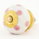 White Pink Dot Ceramic Drawer Knob