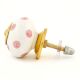 White Pink Dot Ceramic Drawer Knob